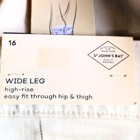 St. John’s Bay Wide Leg Pants Birch High Rise Easy Fit Stretch Size 16 NWT - Picture 10 of 10
